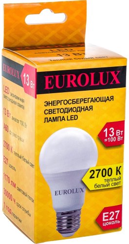 Лампочка Eurolux LL-E A60 13W 230 2.7K E27 - ForteMarket Лампочка Eurolux LL-E A60 13W 230 2.7K E27 купить,0