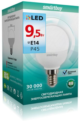 Лампочка Smartbuy SBL-P45-9_5-40K-E14 9.5W 1 шт купить,NaN