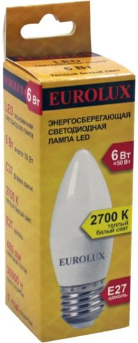 Лампочка Eurolux LL-E C37 6W 230 2.7K E27 купить,NaN