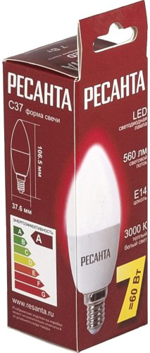 Лампочка РЕСАНТА LL-R C37 7W 230 3K E14 купить,470