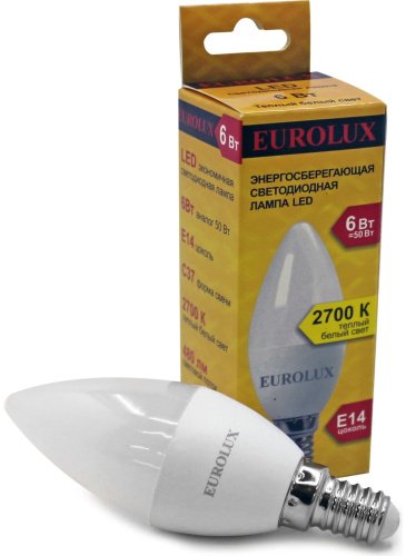 Лампочка Eurolux LL-E C37 6W 230 2.7K E14 купить,0