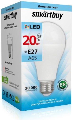 Лампочка Smartbuy SBL-A65-20-40K-E27 20W E27 1 шт купить,NaN
