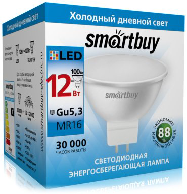 Лампочка Smartbuy SBL-GU5_3-12-60K 12W GU5.3 1 шт купить,NaN