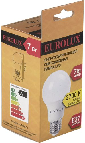Лампочка Eurolux LL-E A60 7W 230 2.7K E27 купить,NaN