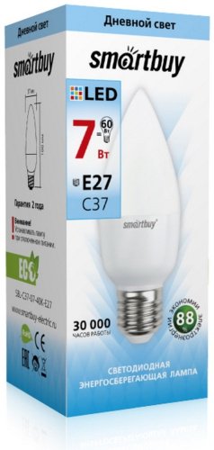 Лампочка Smartbuy SBL-C37-07-40K-E27 7W E27 1 шт - ForteMarket Лампочка Smartbuy SBL-C37-07-40K-E27 7W E27 1 шт купить,0