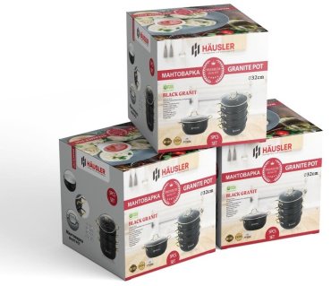 HAUSLER мантоварка Black Granit HLS-D32GB02 нержавеющая сталь 8.4