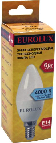 Лампочка Eurolux LL-E C37 6W 230 4K E14 купить,NaN