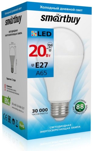 Лампочка Smartbuy SBL-A65-20-60K-E27 20W E27 1 шт купить,0