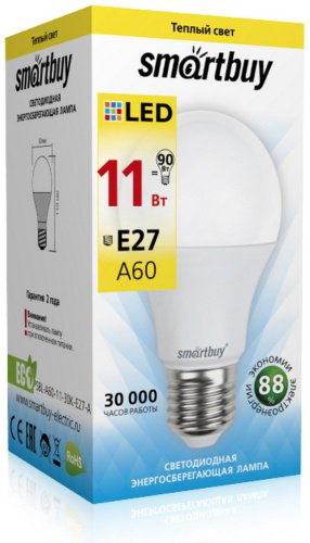 Лампочка Smartbuy SBL-A60-11-30K-E27-A 11W E27 1 шт купить,NaN