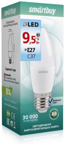 Лампочка Smartbuy SBL-C37-9_5-40K-E27 9.5W E27 1 шт купить,0
