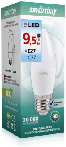 Лампочка Smartbuy SBL-C37-9_5-40K-E27 9.5W E27 1 шт купить,NaN