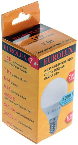 Лампочка Eurolux LL-E-G45-7W-E14-4K купить,NaN