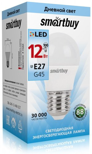 Лампочка Smartbuy SBL-G45-12-40K-E27 12W E27 1 шт купить,NaN