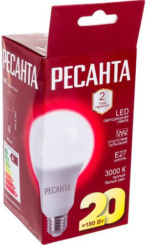 Лампочка РЕСАНТА LL-R A80 20W 230 3K E27 купить,NaN