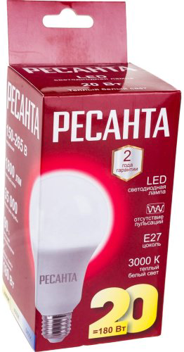 Лампочка РЕСАНТА LL-R A80 20W 230 3K E27 купить,NaN
