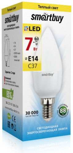 Лампочка Smartbuy SBL-C37-07-30K-E14 7W 1 шт - ForteMarket Лампочка Smartbuy SBL-C37-07-30K-E14 7W 1 шт купить,0
