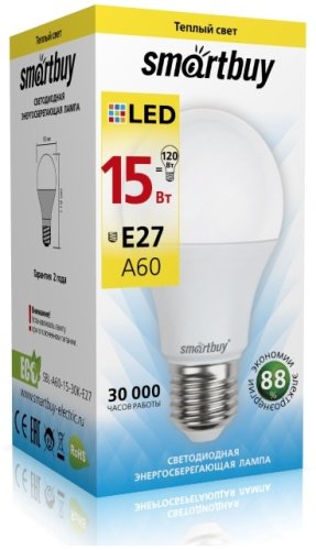 Лампочка Smartbuy SBL-A60-15-30K-E27 15W E27 1 шт купить,NaN