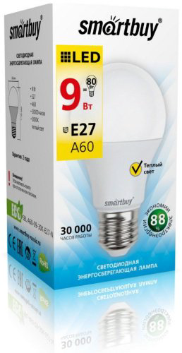 Лампочка Smartbuy SBL-A60-09-30K-E27-N 9W E27 1 шт купить,NaN