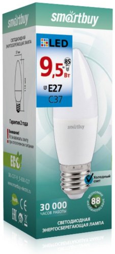 Лампочка Smartbuy SBL-C37-9_5-60K-E27 9.5W E27 1 шт - ForteMarket Лампочка Smartbuy SBL-C37-9_5-60K-E27 9.5W E27 1 шт купить,0