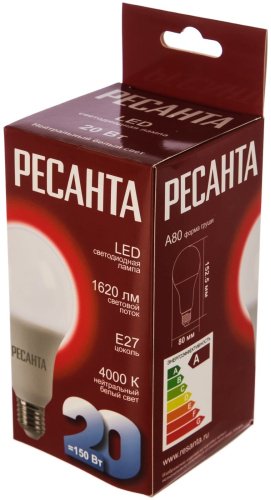 Лампочка Ресанта LL-R A80 20W E27 1 шт - ForteMarket Лампочка Ресанта LL-R A80 20W E27 1 шт купить,0