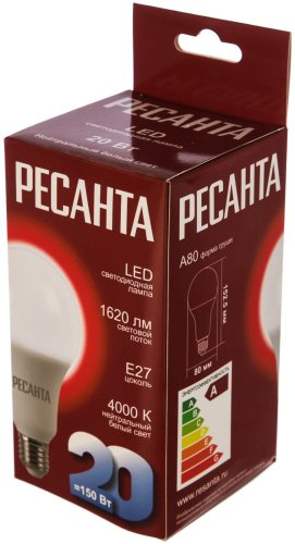 Лампочка Ресанта LL-R A80 20W E27 1 шт купить,NaN