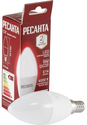 Лампочка Ресанта LL-R-C37-6W-230-4K-E14 1 шт купить,NaN