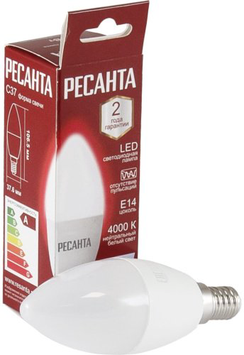 Лампочка Ресанта LL-R C37 7W 230 4K E14 7W E14 1 шт купить,NaN