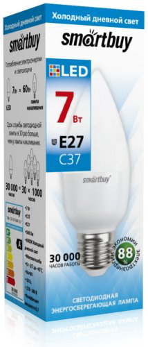 Лампочка Smartbuy SBL-C37-07-60K-E27 7W E27 1 шт купить,NaN