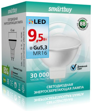Лампочка Smartbuy SBL-GU5_3-9_5-40K 9.5W GU5.3 1 шт купить,NaN