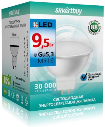 Лампочка Smartbuy SBL-GU5_3-9_5-60K 9.5W GU5.3 1 шт купить,0