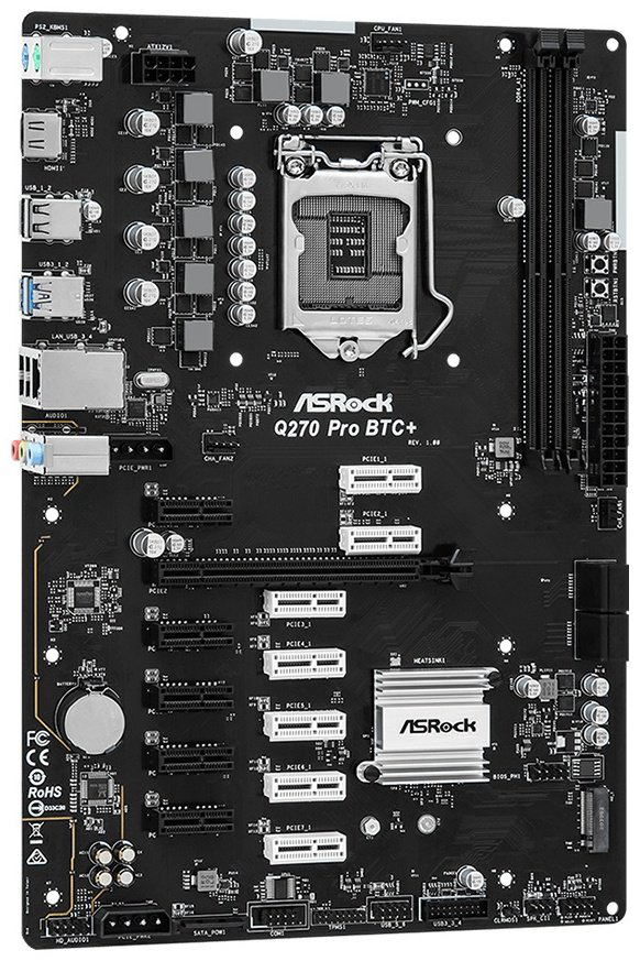 Материнская плата ASRock Q270 Pro BTC+ купить,48090