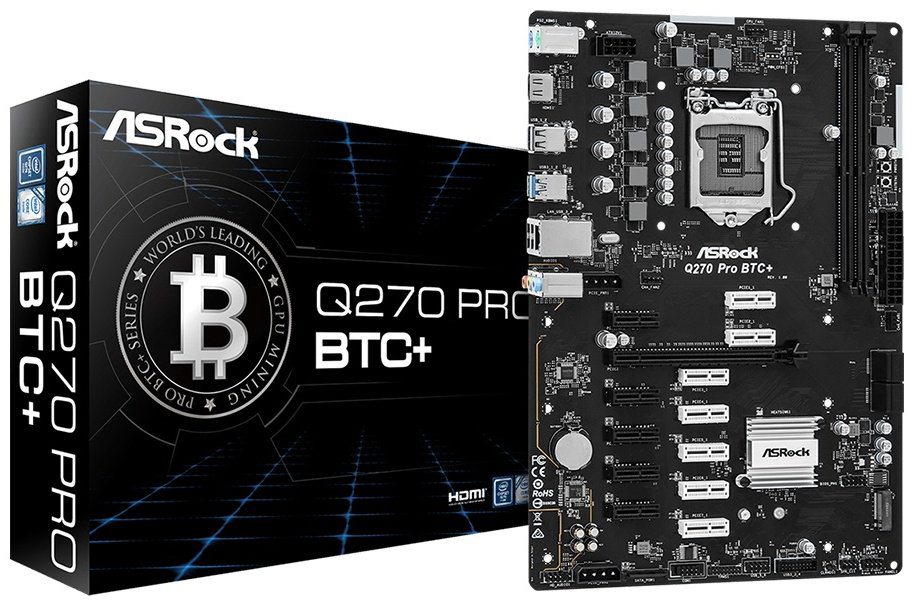 Материнская плата ASRock Q270 Pro BTC+ купить,48090