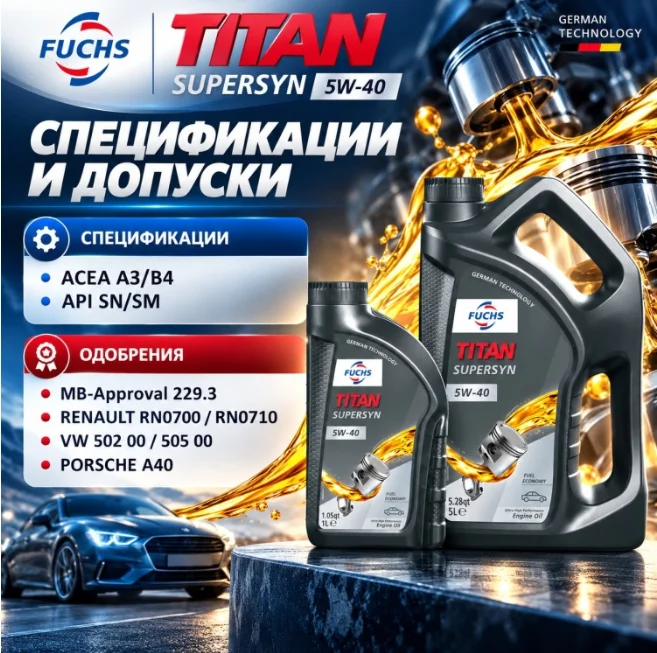 Моторное масло Синтетическое FUCHS Titan Supersun 5W-40 5 л купить,25500