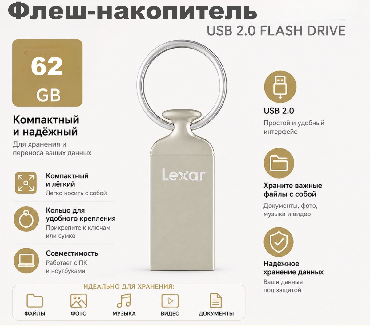USB Flash карта Lexar LJDM022064G-BNJNG 64 Гб серебристый