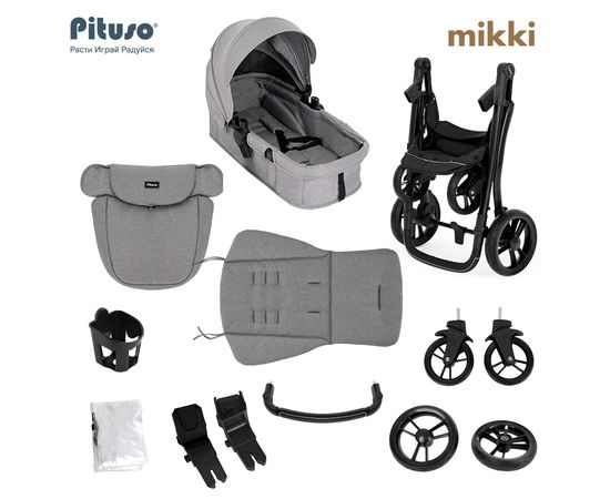 Коляска трансформер Pituso Mikki G16 grey black PU купить,NaN