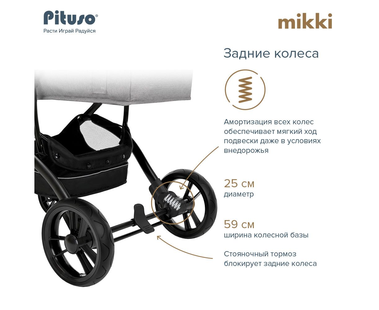Коляска трансформер Pituso Mikki G16 cappuccino black PU купить,NaN
