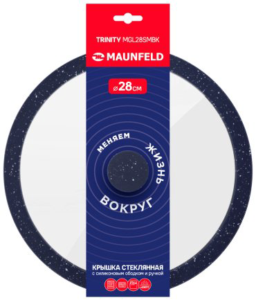 MAUNFELD крышка TRINITY MGL28SMBK 28 см, стекло купить,NaN