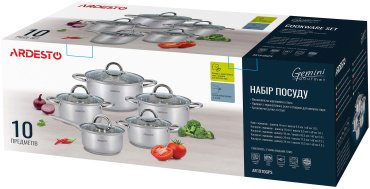 Ardesto смешанный набор Gemini Gourmet Andria AR1910GPS металл, сталь, стекло 10 в 1 - ForteMarket Ardesto смешанный набор Gemini Gourmet Andria AR1910GPS металл, сталь, стекло 10 в 1 купить,0
