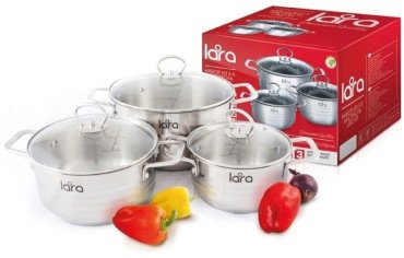 LARA набор кастрюль Standart LR02-81 сталь 6 в 1 купить,NaN