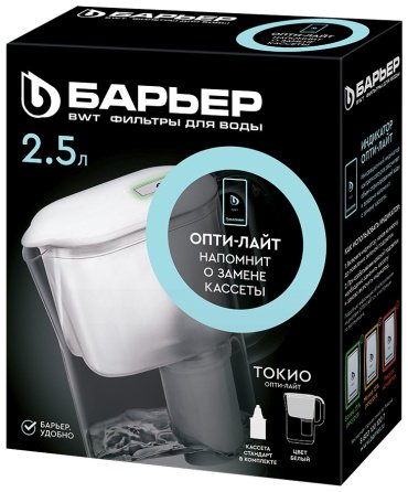 Фильтр-кувшин для воды БАРЬЕР Стайл XS Токио Опти-Лайт белый В850Р00 2.5 л купить,0
