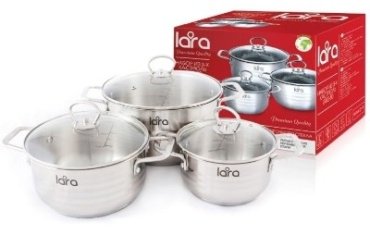 LARA набор кастрюль Standart LR02-80 сталь 3 в 1 - ForteMarket LARA набор кастрюль Standart LR02-80 сталь 3 в 1 купить,0