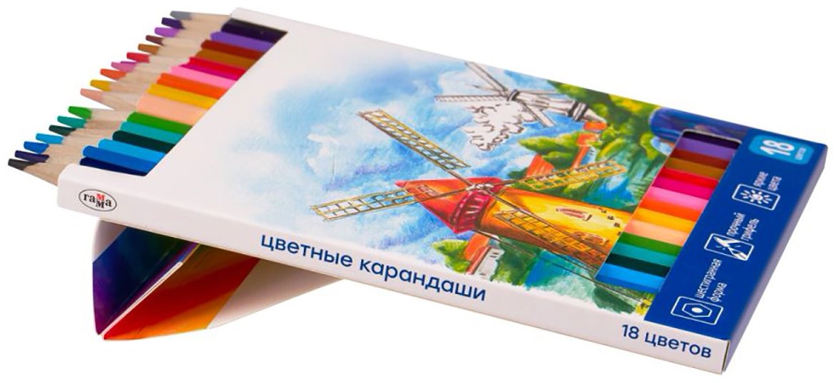 Цветной карандаш ГАММА форма шестигранная 18 шт купить,NaN