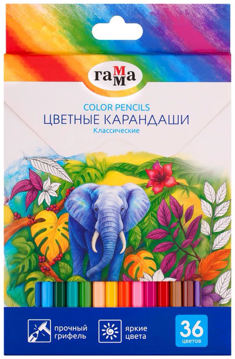 Цветной карандаш ГАММА форма шестигранная 36 шт купить,NaN