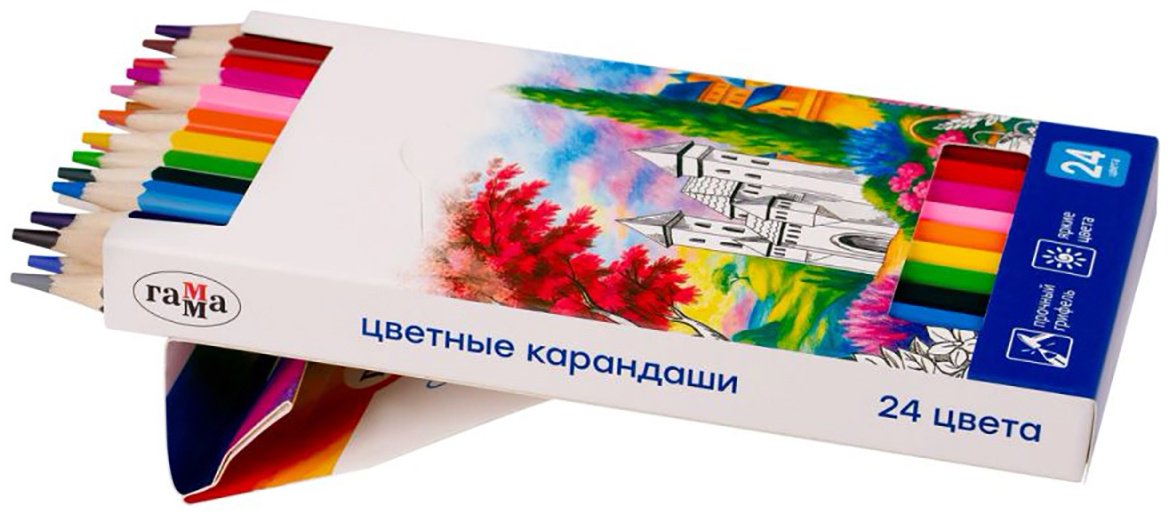 Цветной карандаш ГАММА форма шестигранная 24 шт купить,NaN