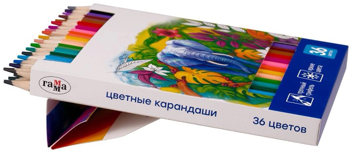 Цветной карандаш ГАММА форма шестигранная 36 шт купить,NaN