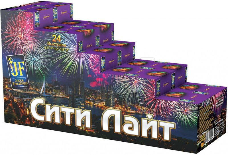 Батарея салютов Joker Fireworks Сити лайт QS C7 0,8"-1"-1,2"-1,8"-2" 112 залпов