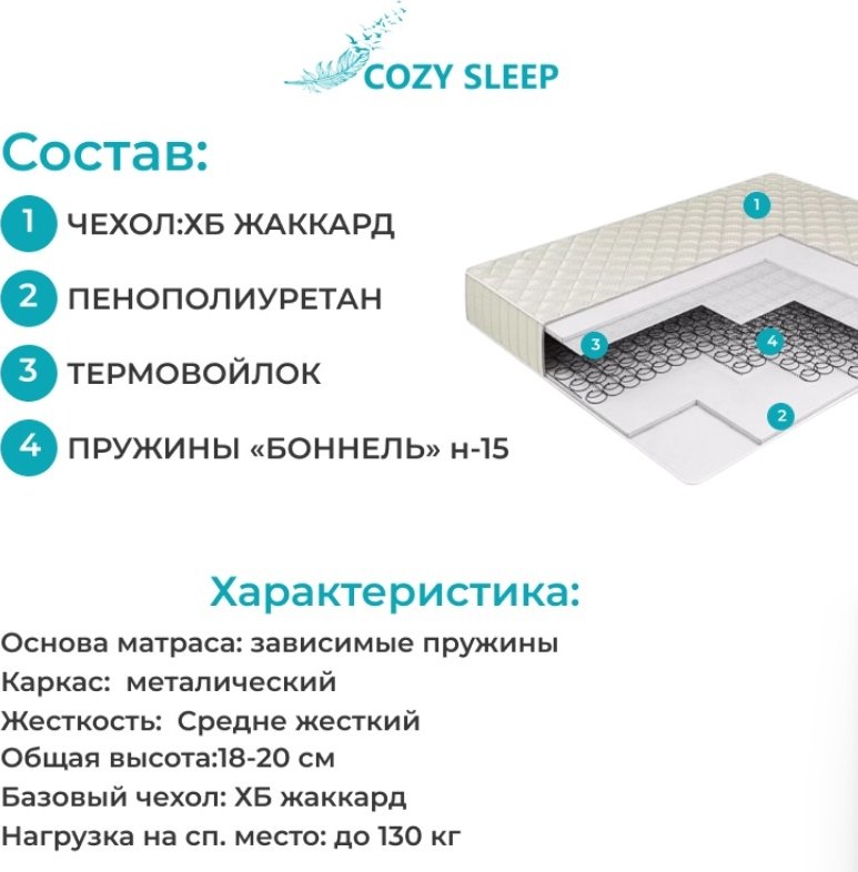 Cozy Sleep2 Classic 130 x 200 см белый купить,41500