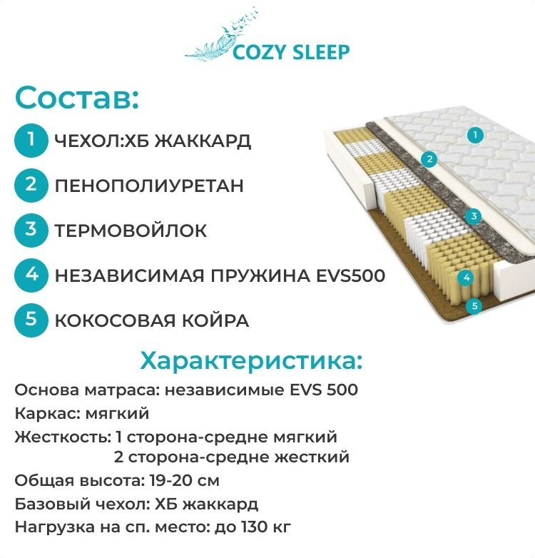 Cozy Sleep 2 Mix Cocos 180×195 купить,95000