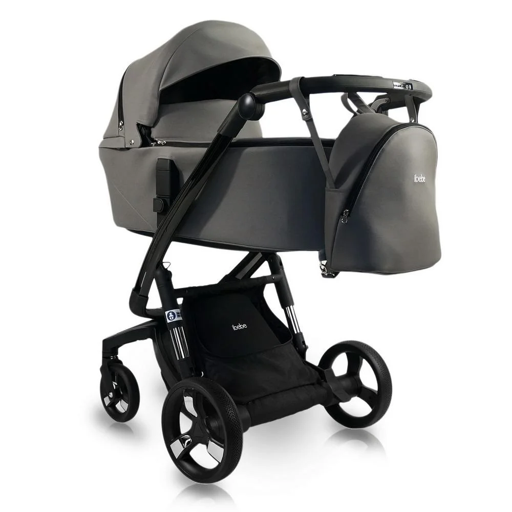 Коляска 2 в 1 Ibebe I-Stop IS 23 leathe grey black  купить,NaN