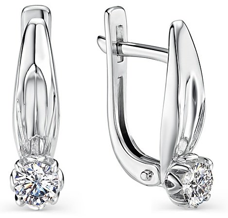 Серьги АЛЬКОР 22642-200 вес 2.85 г золото, бриллиант купить,NaN